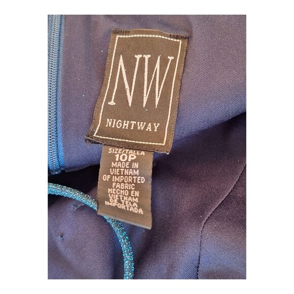 Nightway Sparkly Formal Gown Azure Teal Blue NWT 10P Wedding Pageant Holiday - Picture 14 of 16